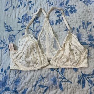 Victoria's Secret Ivory Floral Lace Racerback Bralette